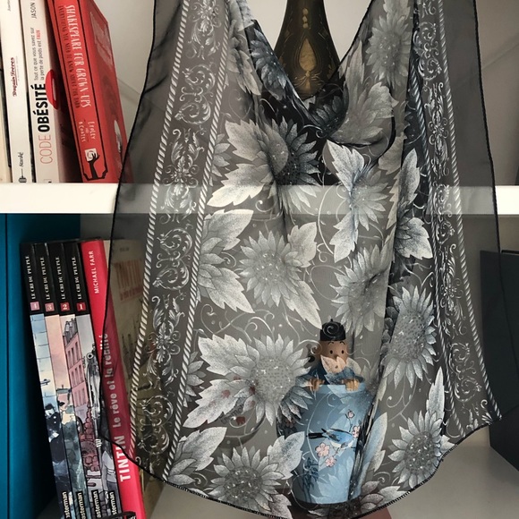 Lot of four vintage sheer bandana scarfs 18'' x 18'' - Picture 3 of 6